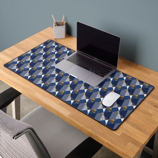 Modern Abstract In Blue And White Desk Mat (Office 2)
