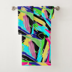 Modern Abstract in Rainbow Colours Bath Towel Set