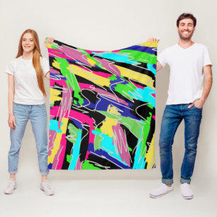 Modern Abstract in Rainbow Colours Fleece Blanket