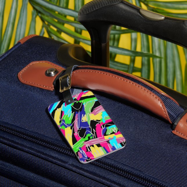 Modern Abstract in Rainbow Colours Luggage Tag (Front Insitu 1)