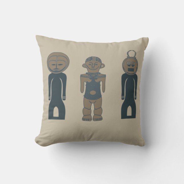 Modern abstract Indigenous silhouette and face art Cushion (Front)