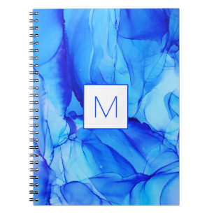 Modern Abstract Indigo Monogram Painting Notebook