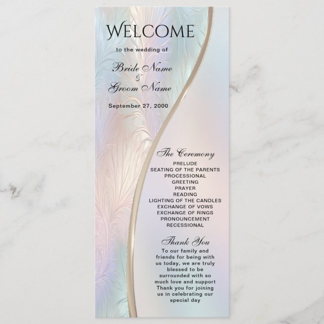 Modern Abstract Iridescent Wedding Program Programme (Front)