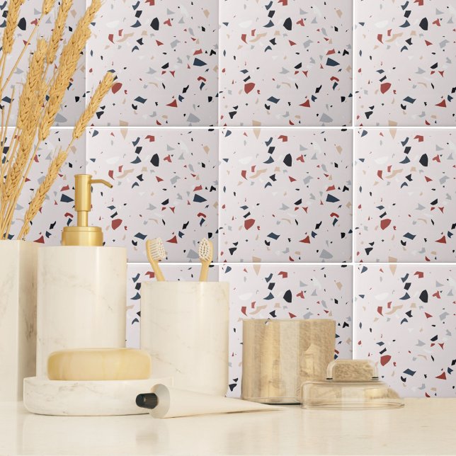 Modern Abstract Italian Terrazzo Seamless Pattern Tile (In situ Bathroom)