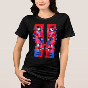 Modern Abstract Japanese Girl – Geometric Kimono Tri-Blend Shirt