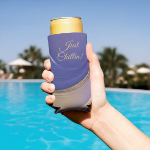Modern Abstract Just Chillin-Blue, Purple and Gold Seltzer Can Cooler
