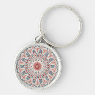 Modern Abstract Kaleidoscope Mandala Fractal Art Key Ring