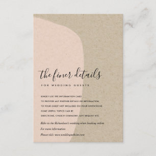 MODERN ABSTRACT KRAFT BLUSH PEACH WEDDING DETAIL ENCLOSURE CARD
