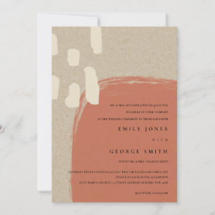 MODERN ABSTRACT KRAFT TERRACOTTA WEDDING INVITE