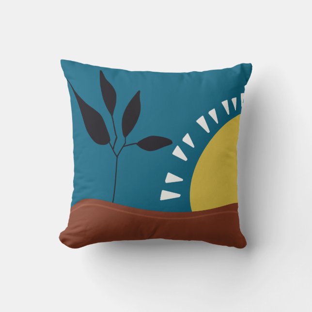 Modern abstract landscape sun minimalist  cushion (Front)