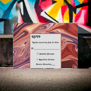 Modern Abstract Lava Oil Painting Minimal Wedding RSVP Card