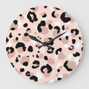 Modern Abstract Leopard Animal Print Large Clock