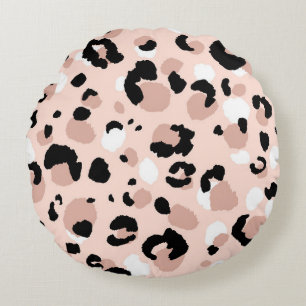 Modern Abstract Leopard Animal Print Round Cushion