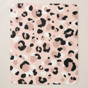 Modern Abstract Leopard Animal Print Sherpa Blanket