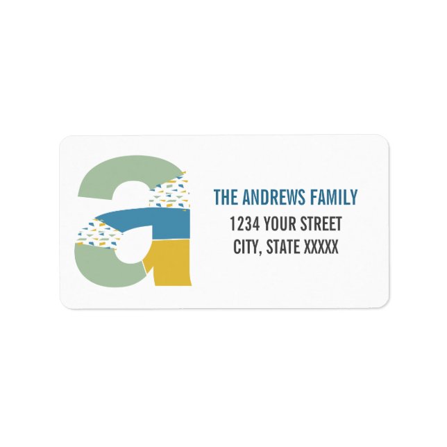 Modern Abstract Letter A Monogram Initial Address Label (Front)
