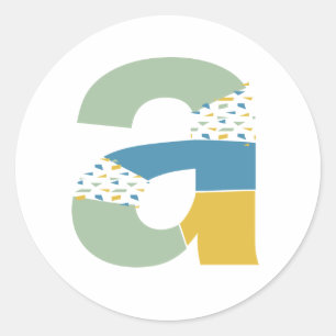 Modern Abstract Letter A Monogram Personalised Classic Round Sticker