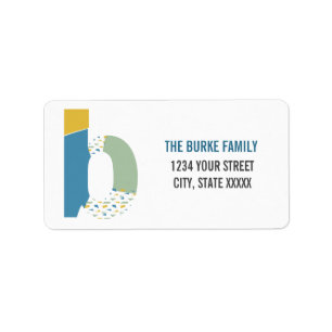 Modern Abstract Letter B Monogram Initial Address Label