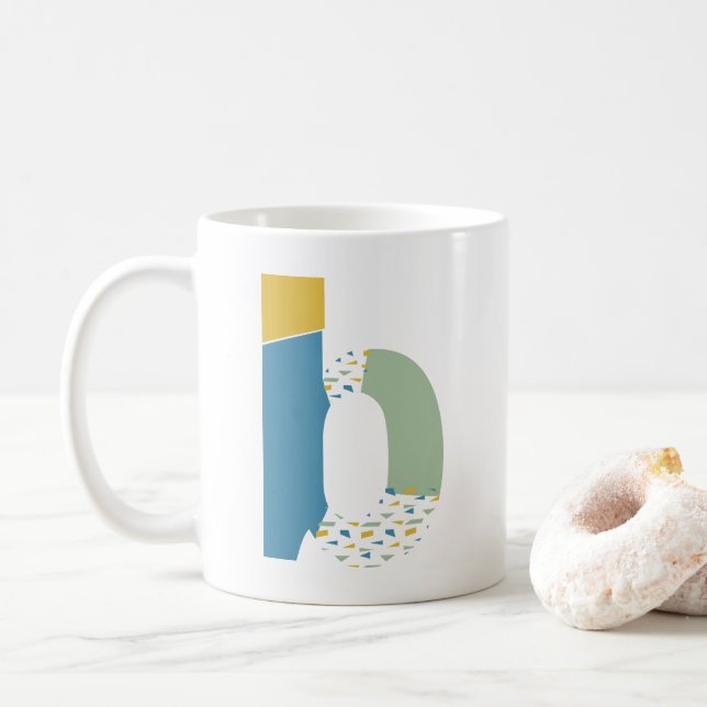 Modern Abstract Letter B Monogram Initial Coffee Mug (With Donut)