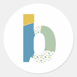 Modern Abstract Letter B Monogram Personalised Classic Round Sticker