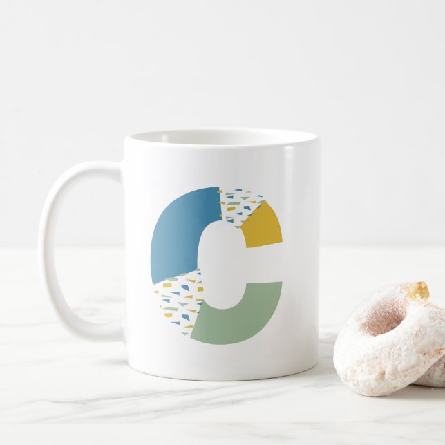 Modern Abstract Letter C Monogram Initial Coffee Mug (With Donut)
