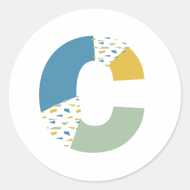 Modern Abstract Letter C Monogram Personalised Classic Round Sticker (Front)