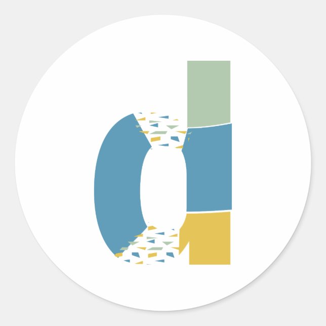 Modern Abstract Letter D Monogram Personalised Classic Round Sticker (Front)