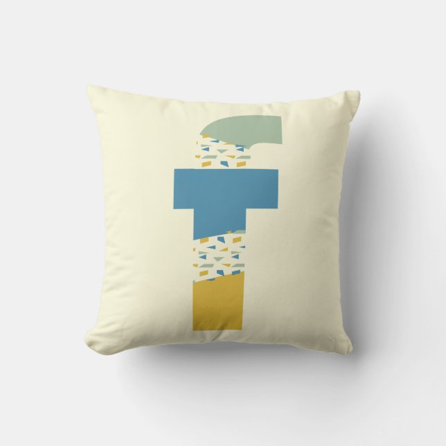 Modern Abstract Letter F Monogram Initial Cushion (Front)