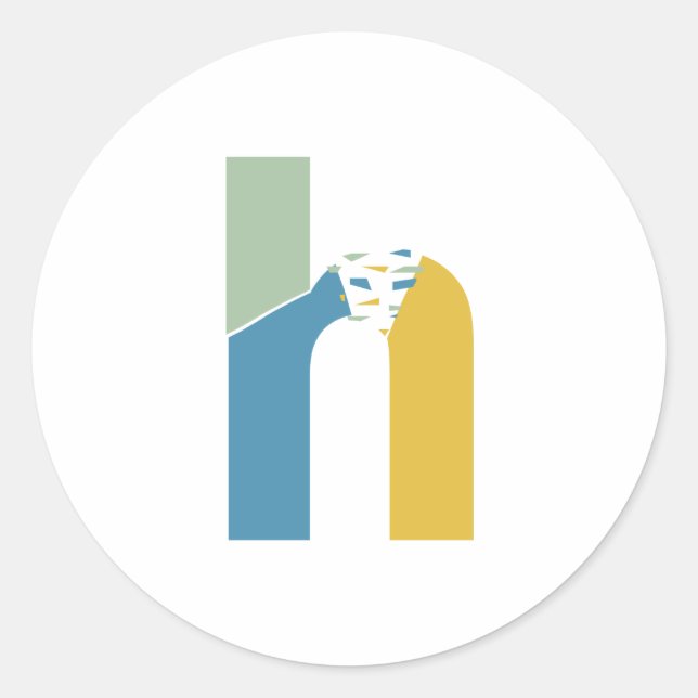 Modern Abstract Letter H Monogram Personalised Classic Round Sticker (Front)