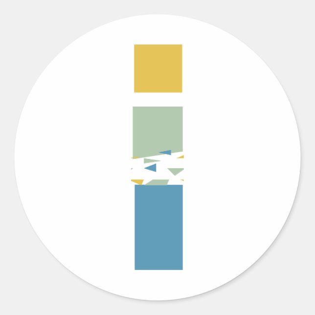 Modern Abstract Letter I Monogram Personalised Classic Round Sticker (Front)