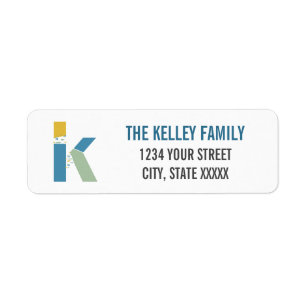 Modern Abstract Letter K Monogram Initial Address