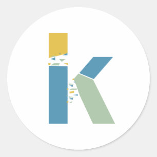 Modern Abstract Letter K Monogram Personalised Classic Round Sticker