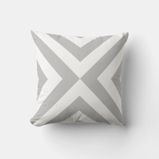 Modern Abstract Light Grey & White Throw Pillow (Front)