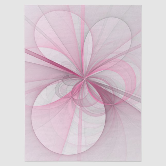 Modern Abstract Light Pink Gray Fractal Design Tissue Paper (Front)