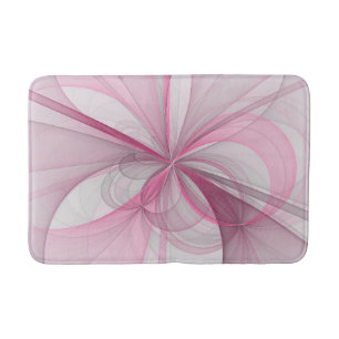 Modern Abstract Light Pink Grey Fractal Design Bath Mat