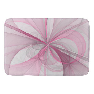 Modern Abstract Light Pink Grey Fractal Design Bath Mat