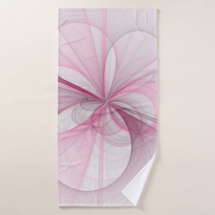 Modern Abstract Light Pink Grey Fractal Design Bath Towel