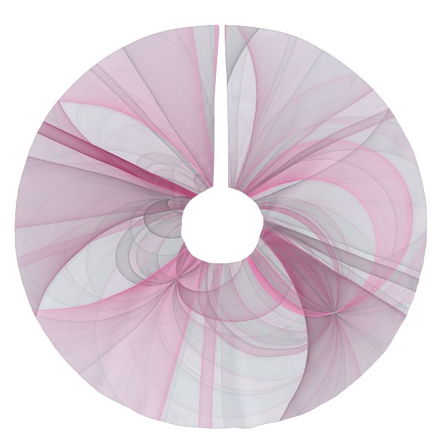 Modern Abstract Light Pink Grey Fractal Design Brushed Polyester Tree Skirt (Front)