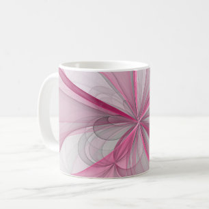 Modern Abstract Light Pink Grey Fractal Design Coffee Mug