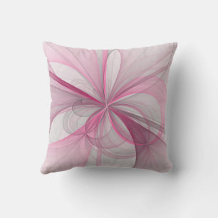 Modern Abstract Light Pink Grey Fractal Design Cushion