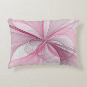 Modern Abstract Light Pink Grey Fractal Design Decorative Cushion