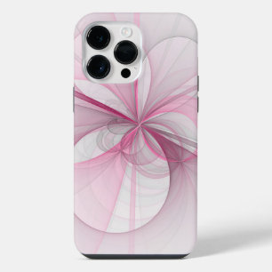 Modern Abstract Light Pink Grey Fractal Design iPhone 14 Pro Max Case