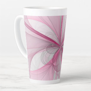 Modern Abstract Light Pink Grey Fractal Design Latte Mug