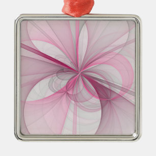 Modern Abstract Light Pink Grey Fractal Design Metal Tree Decoration