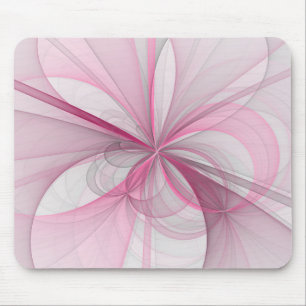 Modern Abstract Light Pink Grey Fractal Design Mouse Mat