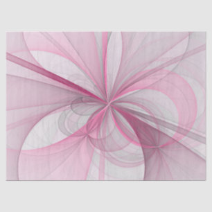 Modern Abstract Light Pink Grey Fractal Design Tissue Paper