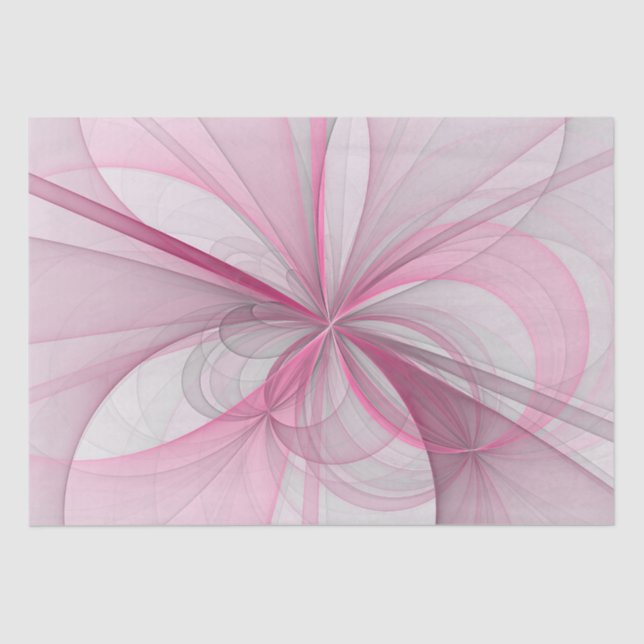 Modern Abstract Light Pink Grey Fractal Design Tissue Paper (Front)