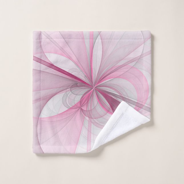 Modern Abstract Light Pink Grey Fractal Design Wash Cloth (Wash Cloth)