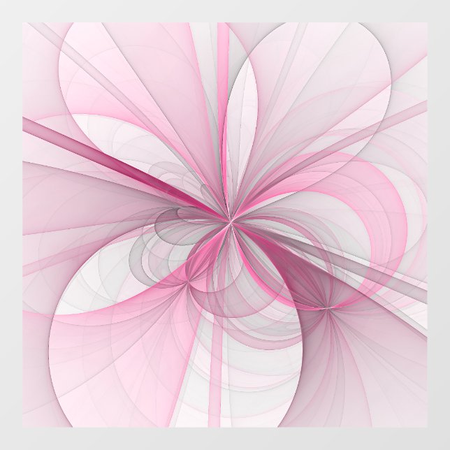 Modern Abstract Light Pink Grey Fractal Design Window Cling (Sheet)