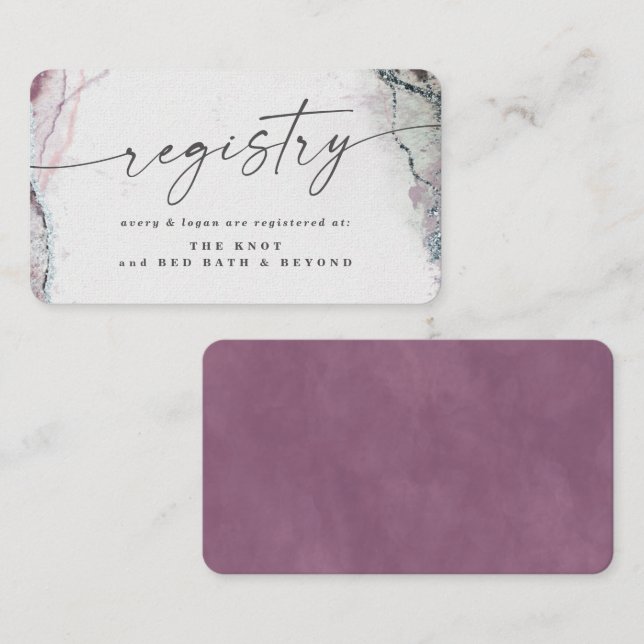Modern Abstract Light Purple Wedding Registry Enclosure Card (Front/Back)
