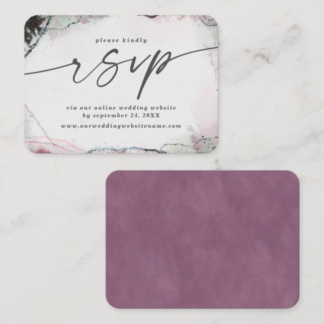 Modern Abstract Light Purple Wedding Website RSVP Enclosure Card (Front/Back)